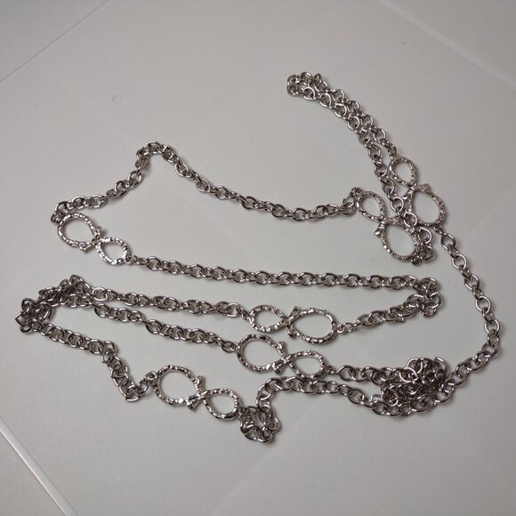 Long 57 Inch Silver Tone Emmons Necklace - Picture 7 of 11